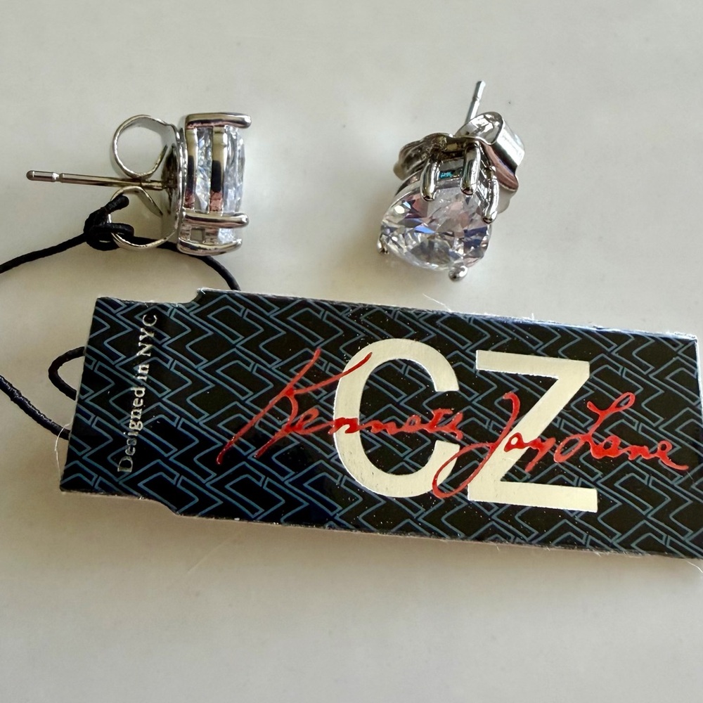 Kenneth Jay Lane Silver CZ Crystal Earrings